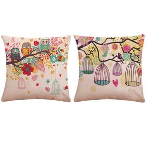 2 Bird Birdcage Throw Pillow Case Cover NWT